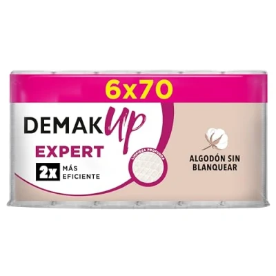 Afbeelding van Demak&#039;Up Expert Ronde make up remover pads, 6 x 70 stuks, ongebleekt, honingraatstructuur, zakje met 670 stuks