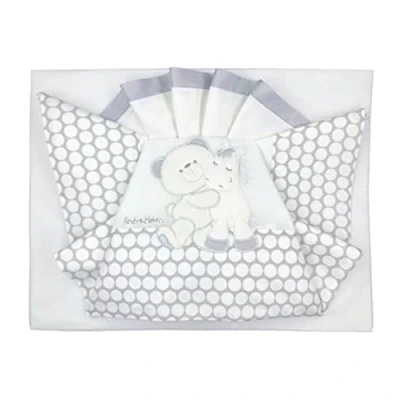 Afbeelding van Andy &amp; Helen Beddengoedset voor kinderwagen, geborduurd, hoeslaken met elastieken en kussensloop, grijs