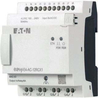 Afbeelding van Eaton easy e4 ac 12rcx1 100 240 v 110 220 dc 8di 4dq relais zonder display schroefaansluiting 197216