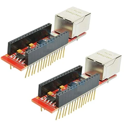 Afbeelding van 2pcs ENC28J60 Ethernet Shield HR911105A Nano V3.0 RJ45 Webserver Module