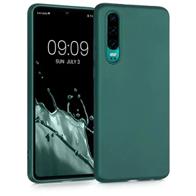 Afbeelding van kwmobile telefoonhoesje compatibel met Huawei P30 hoesje Zachte case voor smartphone Back cover in metallic petrol