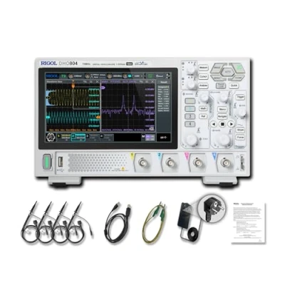 Afbeelding van RIGOL Oscilloscoop,DHO804 Draagbare Digitale Oscilloscopen,bandbreedte van 70 MHz,4 analoge kanalen,12 bits verticale resolutie,laag geluidsniveau,geschikt voor mobiele voeding