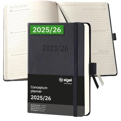 Afbeelding van Sigel weekagenda Conceptum formaat A6 jaartal 2025/2026 18 maanden zwart hardcover SI C2602