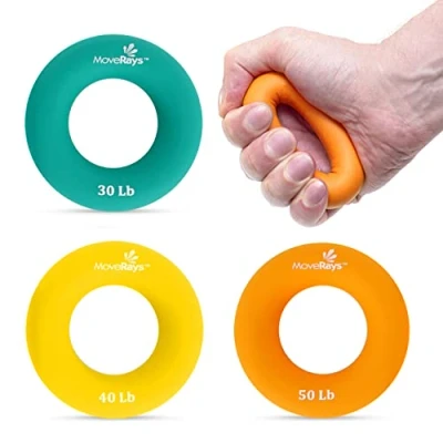 Afbeelding van MoveRays handgreepversterker, oefenapparaat voor onderarm, vingers Spiertrainer sporten, klimmen, fitness, Groen Geel Oranje