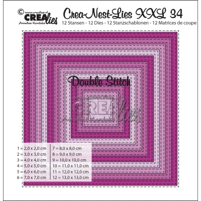 Afbeelding van Crealies Double Stitch Square max. 13 x cm / CLNestXXL34