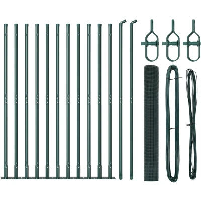 Afbeelding van vidaXL Gelaste Draadhek met 13 Flanged Palen Groen 1x25 m Staal