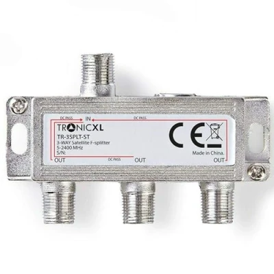 Afbeelding van TronicXL 3 voudige F stekker antenneverdeler sat DC doorlaat TV kabel kabeltelevisie BK DVB T2 zb geschikt voor Unitymedia Splitter HD
