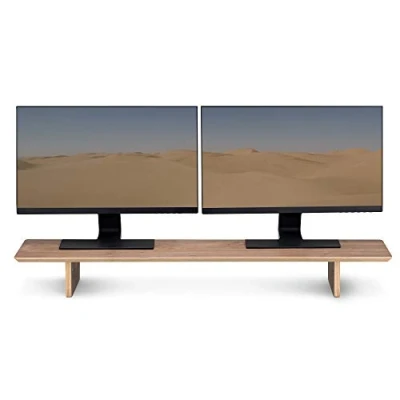 Afbeelding van Navaris universele Monitor standaard 2 schermen 109 x 23 12 cm Houten monitorstandaard verhoger