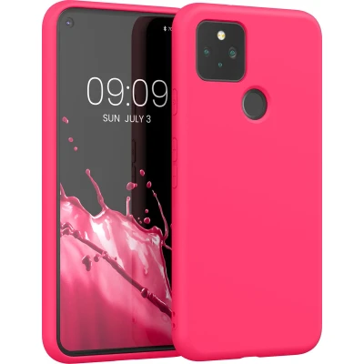 Afbeelding van kwmobile telefoonhoesje geschikt voor Google Pixel 5 Hoesje smartphone Back cover in neon roze
