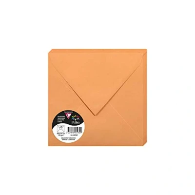Afbeelding van Clairefontaine 5593C, verpakking met 20 enveloppen, vierkant, 16,5 x cm, 120 g/m², kleur: clementine, uitnodiging voor evenementen en correspondentie, Pollen serie, glad papier van hoge kwaliteit