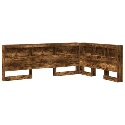 Afbeelding van vidaXL Opberghoofdbord met plank Gerookt eiken 150 cm Bewerkt hout