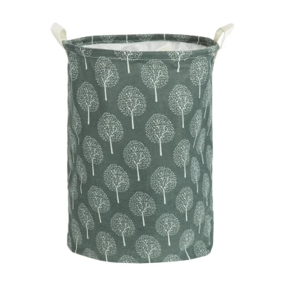 Afbeelding van QUVIO Wasmand rond stof boom Grijs
