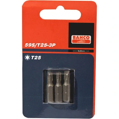 Afbeelding van Bahco x3 bits t10 25mm 1/4&quot;inch dr standard. 59S/T10 3P