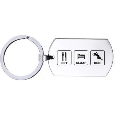 Afbeelding van Sleutelhanger RVS Eet Slaap Ren