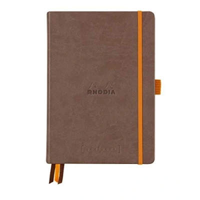 Afbeelding van Rhodia 118572C notitieboekje Goalbook (DIN A5, 14,8 x 21 cm, dot, praktisch en trendy, met stevig deksel, 90 g wit papier, 120 vellen) 1 stuk, bruin