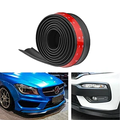 Afbeelding van BoYeeBo Universele Auto Voorbumper Protector Zelfklevende Splitter Body Spoiler Rok Rubber Lip Trim Spoiler, 2,5 M/8ft (Zwart), 250x5,5 cm (LxB)
