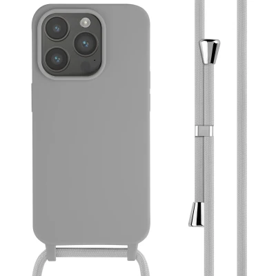 Afbeelding van Apple iPhone 15 Pro Hoesje Siliconen en TPU (zacht) iMoshion Softcase/Koordhoesje/Backcover Lichtgrijs Telefoonhoesje