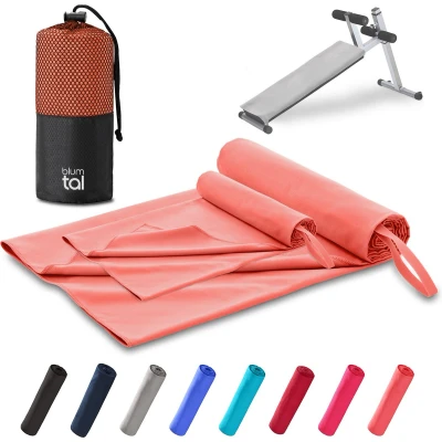 Afbeelding van Blumtal Fitness Handdoek Set van 2 Microvezel Sporthanddoek Gym 180 x 90 cm + 80 40 Stuks Koraal
