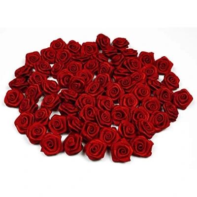 Afbeelding van rozen 15 mm x 20 stuks satijnen patches decoratie bloemen roosjes om te knutselen haaraccessoires kleine rozenkoppen kleur: blauw/koningsblauw 352