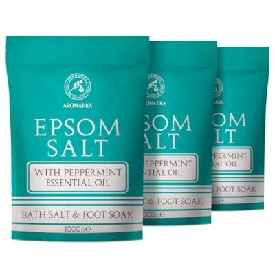 Afbeelding van Badzout Epsom &amp; Essentiële Pepermuntolie 3000g Epsomzout met Magnesiumsulfaat Mineraalzout Badtoevoeging voor Lichaamsverzorging Aromatherapie Ontspanning Voetbad