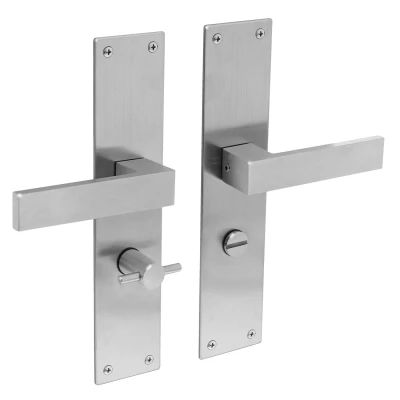 Afbeelding van Deurklink Amsterdam met schild wc63/8 rvs geborsteld