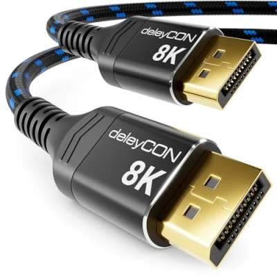 Afbeelding van deleyCON 1m DisplayPort Kabel 1.4 8K@60Hz 4K@165Hz 2K@360Hz/240Hz/165Hz/144Hz UHD WQHD HDR AMD FreeSync + NVIDIA G Sync voor Gaming Monitor Grafische Kaart PC