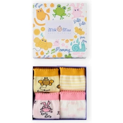 Afbeelding van Milk&amp;Moo Dames Sokken 4 paar Kleurrijke Vrouwen Katoen Zacht &amp; Ademend Buzzy Bee Chancin Rabbit Maat 36 40