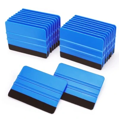Afbeelding van Lunbengo 20 stuks auto wrap plastic rakel, 10 x 7 cm venster getint rakel film gereedschap, vilt rand sticker behang applicator, blauw