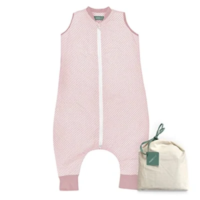 Afbeelding van molis&amp;co babyslaapzak met voeten, ideaal voor lente en herfst, 1 TOG, licht gevoerd, 100% katoen (Oeko Tex 100), premium kwaliteit, Vichy Pink (60 cm)