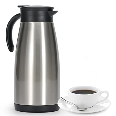 Afbeelding van Olerd Thermoskan, 1,5 l, roestvrij staal, dubbelwandige vacuüm koffiepot, theepot, thermoskan voor koffie, thee, water, drank (zilver)