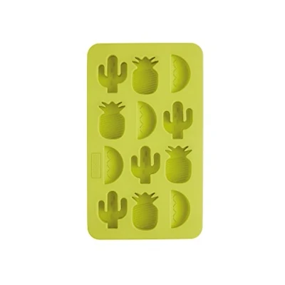 Afbeelding van BarCraft, nieuwe ijsblokjesschaal van siliconen met tropisch chic motief, BPA vrije ijsblokjesmaker voor ijs, dranken, gelei en snoep, 22 x 13 cm, groen