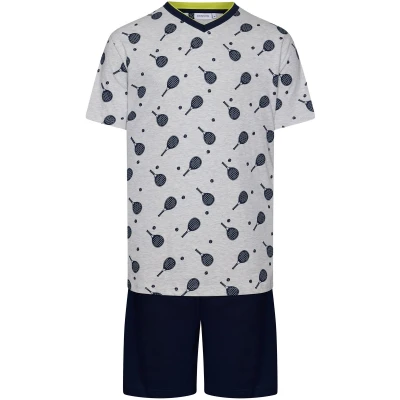Afbeelding van Pastunette Shortama Padel Katoen Grijs/Blauw Maat M