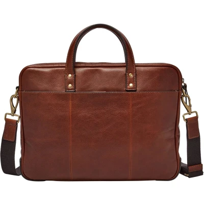 Afbeelding van FOSSIL Handtas Laptoptas met laptopvak Haskell Brief Cognac Bruine
