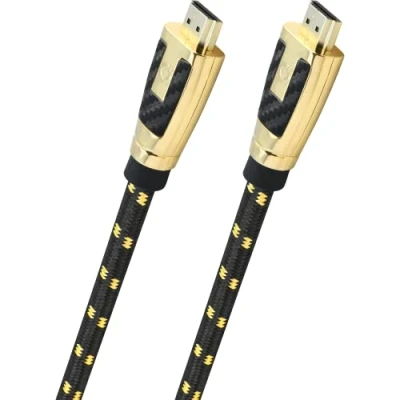 Afbeelding van Oehlbach Carb Connect HDMI 2.1 ultra hoogwaardige kabel, 8K, 60Hz, 4K, 120Hz, hyperkristallijn koper (HPOCC), 4 voudig afgeschermd, gescheiden binnengeleider, 24 kt gouden stekker, stoffen mantel en