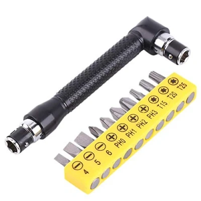 Afbeelding van Fydun Hoekgreep Bits Houder 10 Batch Head Hoekschroevendraaier met 1/4 inch binnenzeskant dubbele kop verschillende handgereedschappen schroevendraaierkop