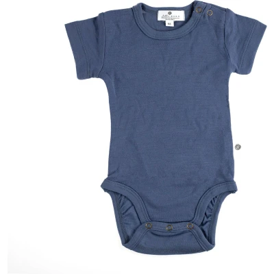 Afbeelding van Wollen Romper korte mouw Merinowol Vintage Indigo 74 9 tot 12 maanden