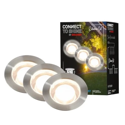 Afbeelding van Briloner LED vloerinbouwspots 3913032 Uitbreidingsset voor artikel 3912032 IP67 BEPERKT Warm wit licht 40 lumen per stuk 0,6 watt Ø30x26mm Zilverkleurig