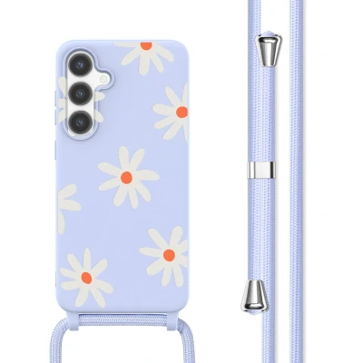 Afbeelding van Samsung Galaxy S24 Hoesje Siliconen en TPU (zacht) imoshion Softcase/Koordhoesje/Backcover Lila Flower Distance Telefoonhoesje