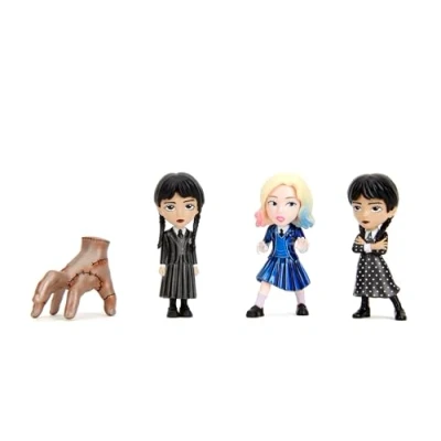 Afbeelding van Jada Set van 4 figuren uit de serie metaal, woensdag met gestippelde jurk, Cosa Enid, 7 cm, echt officieel product, vanaf 3 jaar (253252040), meerkleurig, normaal