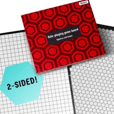 Afbeelding van Hexers rollenspelbord: alternatief voor vinylmat Dungeons and Dragons D &amp; DnD Pathfinder RPG spel compatibel 70 cm x 60 vierkantjes van 2,5 aan de ene kant, zeshoeken andere kant Opvouwbaar en droog uitwisbaar