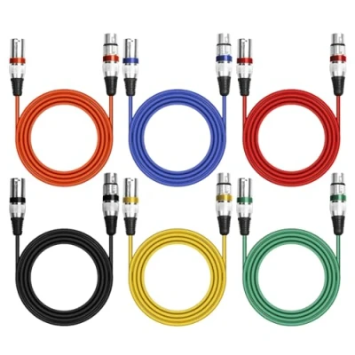 Afbeelding van XLR kabel, uitgebalanceerde microfoonkabel, DMX kabel voor verlichting, 3 polige stekker naar bus, studio recorder, microfoon, luidspreker, podiumverlichting, 6 stuks