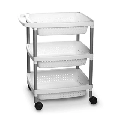 Afbeelding van TATAY 7738001 3 traps groentewagen, kunststof, wit, 33 x 43 10,3 cm