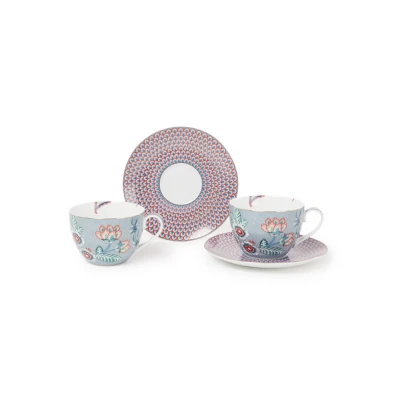 Afbeelding van Koffiekop Pip Studio Flower Festival Light Blue 280 ml (2 Delig)