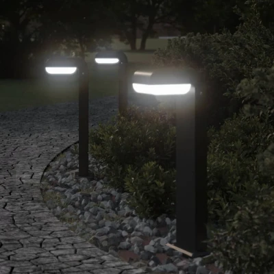Afbeelding van Buitenlampen staand 3 st 50 cm gegoten aluminium zwart