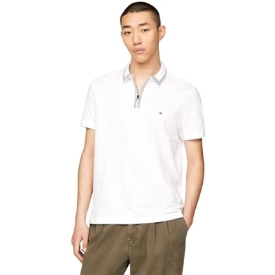 Afbeelding van Tommy Hilfiger ZIP Placket Tipping Poloshirt, Heren, Maat: XS, White