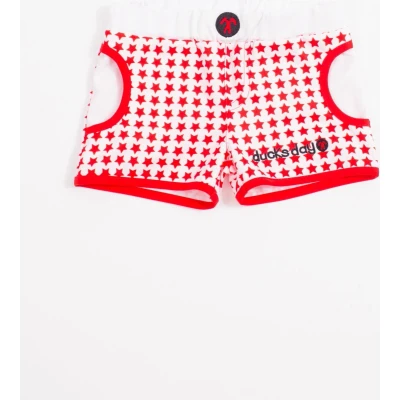 Afbeelding van Ducksday UV zwemshort unisex boardshort Surf UPF 50+ Star Rood Wit quickdry 122 128