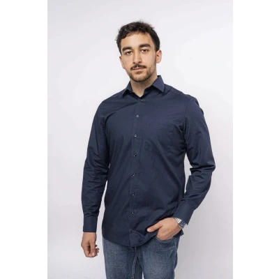 Afbeelding van MARVELIS modern fit overhemd mouwlengte 7 lichtblauw Strijkvrij Boordmaat: 40