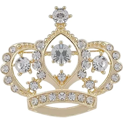Afbeelding van Broche Kroon Strass groot Goudkleurig (5 x 4.5 cm )