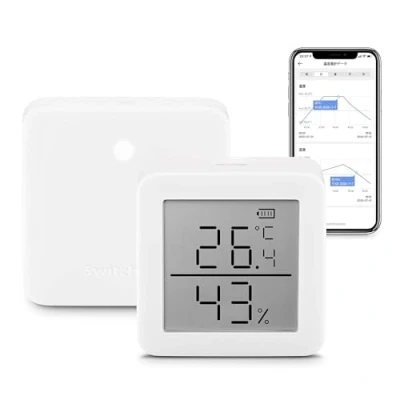 Afbeelding van SwitchBot WiFi Thermometer hygrometer en hub mini, Bluetooth digitale temperatuurvochtigheidssensor met Smart Alert &amp; Dataopslag, LCD scherm thermo