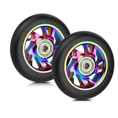 Afbeelding van Yungeln Pro Stuntstep wielen van 100 mm met ABEC 9 kogellagers, compatibel Razor/Apollo/Cox Swain Stunt Scooters en de meeste freestyle scooters, 2 stuks, pvc